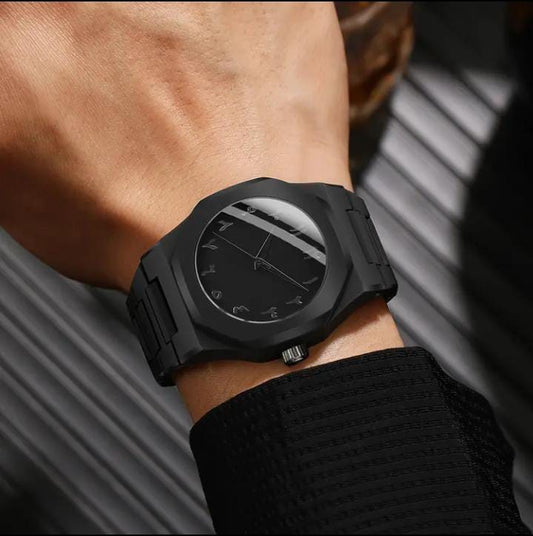 Black Arabic Aura Watch – Fiber Body, Luxury Water-Resistant Design