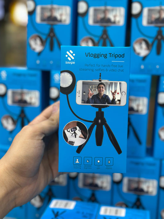 Vlogging Tripod with LED Light – Adjustable Phone Tripod Stand for YouTube, TikTok & Content Creators