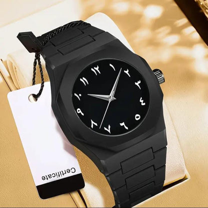 Black Arabic Aura Watch – Fiber Body, Luxury Water-Resistant Design