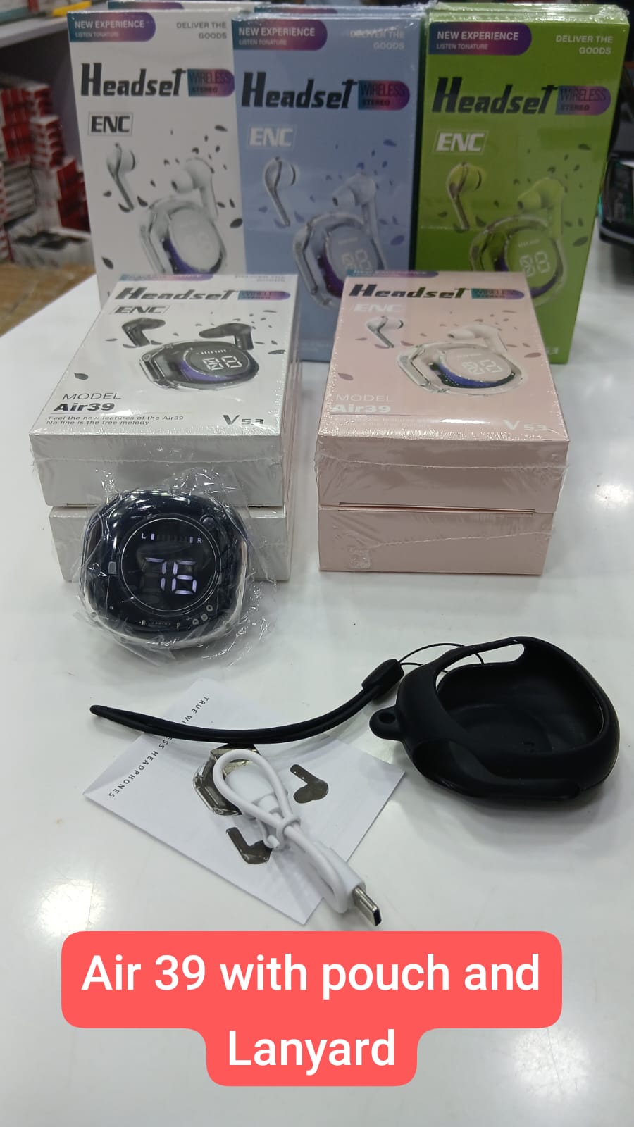 Airbud A39 with Pouch – Wireless Bluetooth Earbuds with Deep Bass