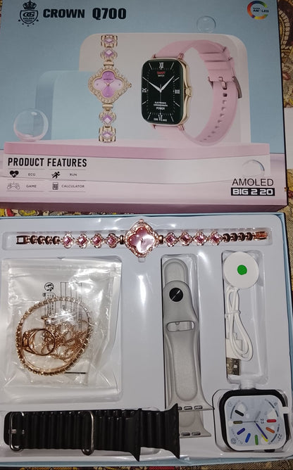 Crown Q700 Smartwatch – HD Display, Fitness Tracker, Long Battery Life