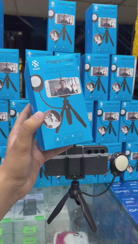 Vlogging Tripod with LED Light – Adjustable Phone Tripod Stand for YouTube, TikTok & Content Creators